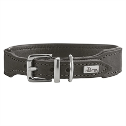 Hunter Läder Hundhalsband Design Malta Stengrå